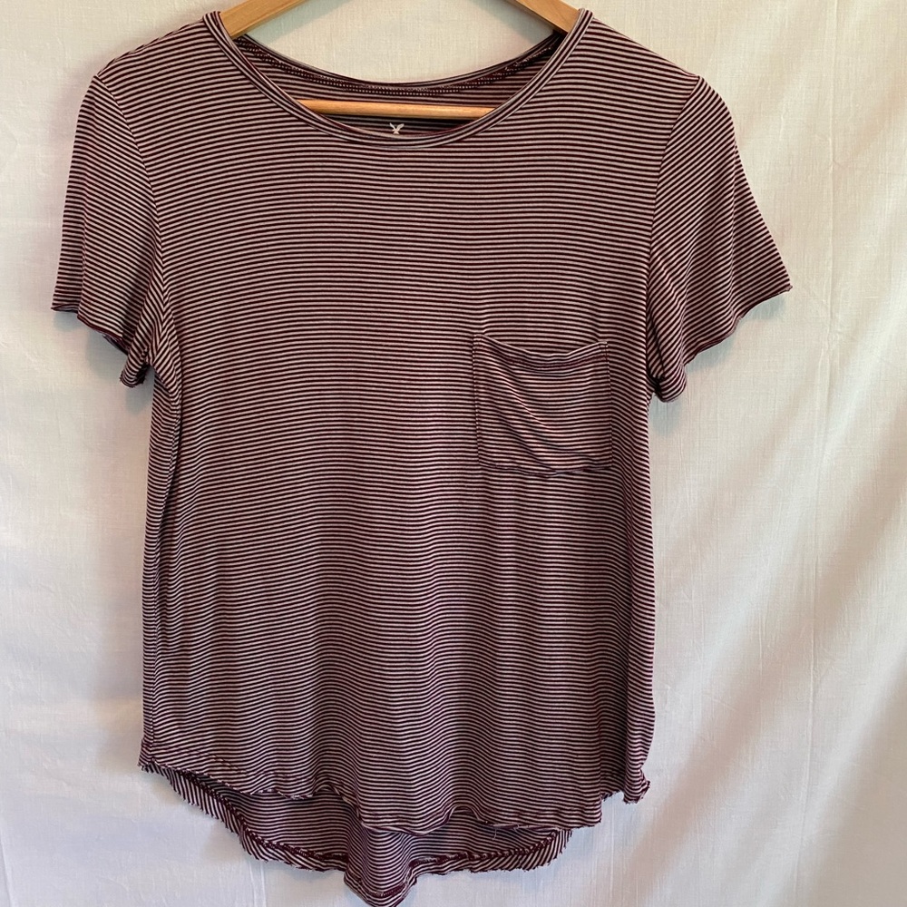 Small Burgundy Stripe Soft & Sexy AE Tee